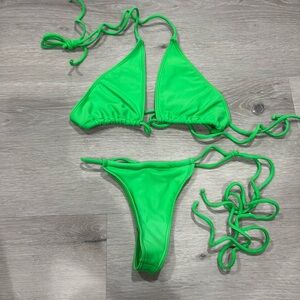 Lime Green Minimale Animale Brazilian Bikini Set